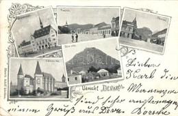 T2/T3 1898 Déva, Vár, Piac Tér, Vármegyeház, Vajdahunyad Vára, F? Utca / Castles, Market Square, County Hall, Main Stree - Unclassified