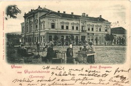 T2/T3 1899 Gyulafehérvár, Karlsburg, Alba Iulia;  Hotel Hungaria Szálloda, Cs. Kiss M. üzlete, Piac, árusok. Palocsay Ki - Non Classificati