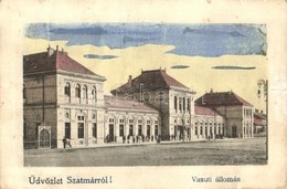 T4 Szatmárnémeti, Szatmár, Satu Mare; Vasútállomás. Hollósi Felvétele, Barthné Kiadása / Railway Station (fa) - Non Classificati