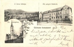 T2 Dobsina, Állami Polgári Fiú Iskola, Evangélikus Templom / Boy School, Lutheran Church. Floral, Art Nouveau - Unclassified