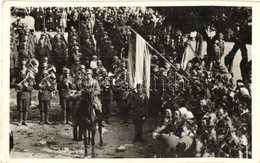 T2 1938 Ipolyság, Sahy; Bevonulás, Katonai Zenekar, Magyar Zászlók / Entry Of The Hungarian Troops, Military Music Band, - Unclassified