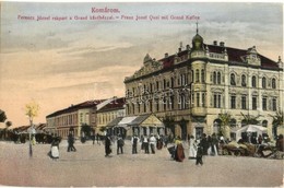 * T2 Komárom, Komárno; Ferenc József Rakpart, Grand Kávéház, Piac. L. H. Pannonia  / Franz Joseph Quay, Wharf, Café, Mar - Unclassified