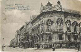 * T3 Pozsony, Pressburg, Bratislava; Baross út, Osztrák-magyar Bank / Street View With Austro-Hungarian Bank (Rb) - Unclassified