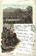 T2 1897 (Vorläufer!) Salzburg Vom Kapuzinerberg / Hunting Gun, Art Nouveau, Floral, Litho Regel & Krug No. 564. - Unclassified