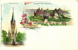 ** T2/T3 Darmstadt, Johanniskirche, Schloss / Floral Litho - Unclassified