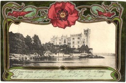 T2 Trieste, Trst; Miramar Castle. L. Smolars Art Nouveau, Floral, Litho Frame - Unclassified