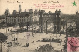 T2 Barcelona, Salon De S. Juan, Arco De Triunfo, Palacio De Justicia / Triumphal Arch, Palace Of Justice, Tram, TCV Card - Non Classificati
