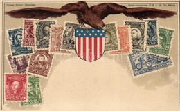 ** T2 United States Of America; Set Of Stamps, Coat Of Arms, Eagle, Ottmar Zieher's Briefmarkenkarte Litho - Non Classés