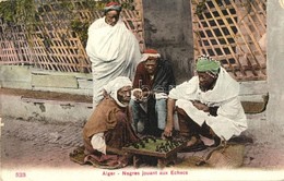 T2/T3 Alger, Negres Jouant Aux Echecs / Algerian Folklore, Men Playing Chess - Unclassified