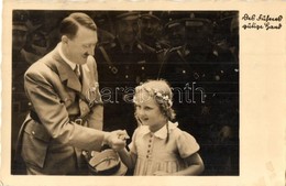 T2 Adolf Hitler With Child. NSDAP German Nazi Party Propaganda, Hand-drawn Swastika, 'Heil Hitler!' On The Backside + 19 - Unclassified