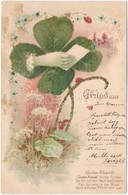 T2 Gruss Aus! Guten Abend / Good Night Greeting Art Postcard. Floral, Decorated Litho - Unclassified