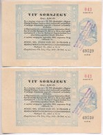 Budapest 1959. 'VIT' Sorsjegy 3,5Ft értékében (2x) Sorszámkövet?, 'Kommunista Ifjúsági Szövetség Városi Végrehajtó Bizot - Unclassified