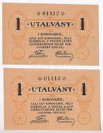 Budapest ~1920. 1K (2x) Sorszámkövet?k 'Pester Lloyd' Utalvány T:I - Unclassified