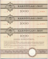 Budapest 1991. 'Országos Kárrendezési és Kárpótlási Hivatal' Kárpótlási Jegye 1000Ft-ról (3x), 'H' Sorozat, Sorszámkövet - Non Classificati