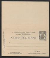 Carte Télégramme  30c Chaplain Avec Réponse - Rohrpost