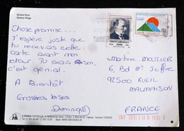 LETTRE TURQUIE TURKIYE AVEC YT 2610 ATATURK ET 2682 BARRAGE ET USINE HYDROELECTRIQUE - CPM GOREME CAPPADOCE - Storia Postale