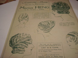ANCIENNE PUBLICITE LES POSTICHES COIFFURE DE MARIUS HENG 1914 - Accesorios