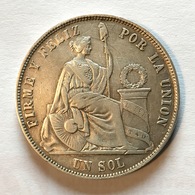 Peru 1 Sol 1870 Silver - Perú