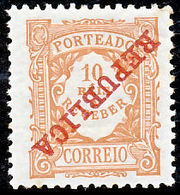 !										■■■■■ds■■ Portugal Postage Due 1911 AF#15* "REPUBLICA" Ovrpt 10 ERROR (x8004) - Unused Stamps