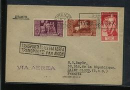 Storia Postale 1938 Da Firenze Per La Francia Affrancata Con 3 Valori Augusto In Tariffa Stampe - Storia Postale (Posta Aerea)