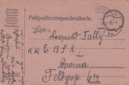 Feldpostkorrespondenzkarte - Wien Nach Apoina - 1916 (34589) - Lettres & Documents