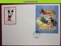 Ndx2511c WALT DISNEY MICKEY MOUSE TRAPPER INDIAN CANOE GUIDED BY THE GREAT SPIRIT GUYANA 1996 FDC - Disney