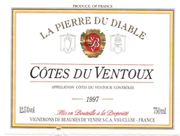 Etiket Etiquette - Vin - Wijn - La Pierre Du Diable - Cotes Du Ventoux 1997 - Côtes Du Ventoux