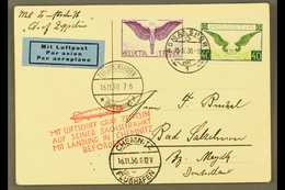 ZEPPELIN MAIL 1930 16th Nov, Saxony Flight Card Franked Swiss 40c And 1fr Air Stamps Tied By Romanshorn Cds And Flown By - Ohne Zuordnung