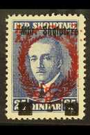 1929 "5" On 25q Deep Blue With DOUBLE OVERPRINT Variety, SG 260b (Michel 200 Var), Very Fine Mint. For More Images, Plea - Albanie