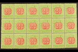 POSTAGE DUES 1901 2d Rosine And Yellow Green, SG D65, Mint Block Of 18, (2 Og) Rest NHM, Showing Minor Plate Flaws  For  - Other & Unclassified