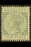 1882 4d Grey, SG 97, Fine Mint, Usual Slightly Toned Gum. For More Images, Please Visit Http://www.sandafayre.com/itemde - Barbades (...-1966)