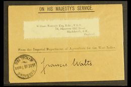 1910 OHMS OFFICIAL WRAPPER (25 Dec) Printed OHMS 'From The Imperial Department Of Agriculture For The West Indies' Stamp - Barbados (...-1966)