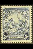194797 3d Blue, Vertical Line Over Horse's Head, SG 252ca, Fine Never Hinged Mint.  For More Images, Please Visit Http:/ - Barbados (...-1966)