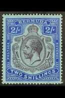 1924-32 2s Purple And Bright Blue On Pale Blue, With Break In Lines Below Left Scroll SG 88e, Fresh Mint, Couple Slightl - Bermudas