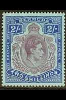 1943 2s Purple And Blue On Pale Blue, GASH IN CHIN, SG 116df, Very Fine Mint. For More Images, Please Visit Http://www.s - Bermudas