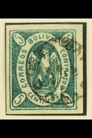 1867-68 5c Green Condor From Plate 7 (position 9) Superb Used Example With 4 Large Margins. Identified By Peter Holcolme - Bolivie