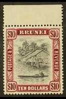 1947-51 $10 Black And Purple, SG 92, Very Fine Never Hinged Mint. For More Images, Please Visit Http://www.sandafayre.co - Brunei (...-1984)
