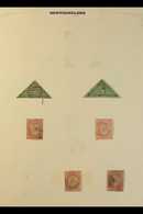 1860-1947 USED COLLECTION On Leaves, Inc 1860 3d Triangular (3 Margins, Pen Cancel) & 6d, 1862-4 6d & 1s (x2, One 4 Marg - Other & Unclassified