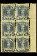 1865 - 70 24c Blue, SG 30, Sheet Margin, Block Of 4, One Copy Showing The Major Re-entry (Uni 31i), Very Fine Mint. For  - Altri & Non Classificati