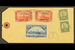 1933 Parcel Label To Ottawa Franked 1931 10c Green Pair, 1933 UPU 5c Blue And 20c Red Grain Conference (2), Tied By Mute - Other & Unclassified