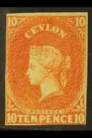 1857-59 10d Dull Vermillion IMPERF, SG 9, 4 Margins (close To Clear), Mint. Cat £900 For More Images, Please Visit Http: - Ceylon (...-1947)