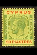 1924-28 90pi Green And Red On Yellow, SG 117, Fine Mint. For More Images, Please Visit Http://www.sandafayre.com/itemdet - Other & Unclassified