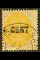 1887 1c On 7c Yellow-ochre And Slate-lilac, SG 36, Fine Used, Centered To Left. For More Images, Please Visit Http://www - Danish West Indies