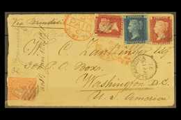 BRITISH POST OFFICES IN ALEXANDRIA 1871 (May) Cover To Washington DC Via Brindisi, And Bearing 1d Red Plate 120 X2, 2d B - Otros & Sin Clasificación