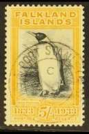 1933 5s Black And Yellow- Orange King Penguin, SG 136a, Cancelled By A MADAME JOSEPH Forged Port Stanley Cds. A Beautifu - Falkland