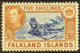 1938-50 5s Dull Blue & Yellow Brown On Greyish Paper, SG 161c, Fine Lightly Hinged Mint For More Images, Please Visit Ht - Islas Malvinas