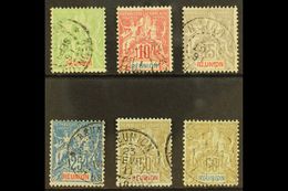 REUNION 1900-05 "Tablet" New Colours Set Complete, SG 50/55 (Yvert 46/51). Very Fine Used (7 Stamps) For More Images, Pl - Sonstige & Ohne Zuordnung