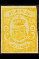 OLDENBURG 1861 3gr Deep Yellow With "C" FOR "G" IN "GROSCHEN" (CROSHEN) Variety (SG 29d, Michel 14 I), Fine Mint, 3++ Ma - Autres & Non Classés