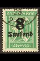 1923 8tsd On 30pf Blue-green Watermark Mesh Surcharge (Michel 278 Y, SG 275), Very Fine Used With Part 1923 Cds Cancel,  - Otros & Sin Clasificación