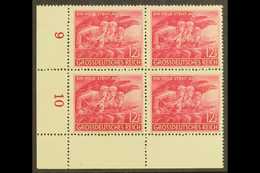 1945 12+8 (Pf) Home Guard With "Spot By K" Plate Flaw, Michel 908 II, In A Never Hinged Mint Lower Left Corner Block Of  - Sonstige & Ohne Zuordnung